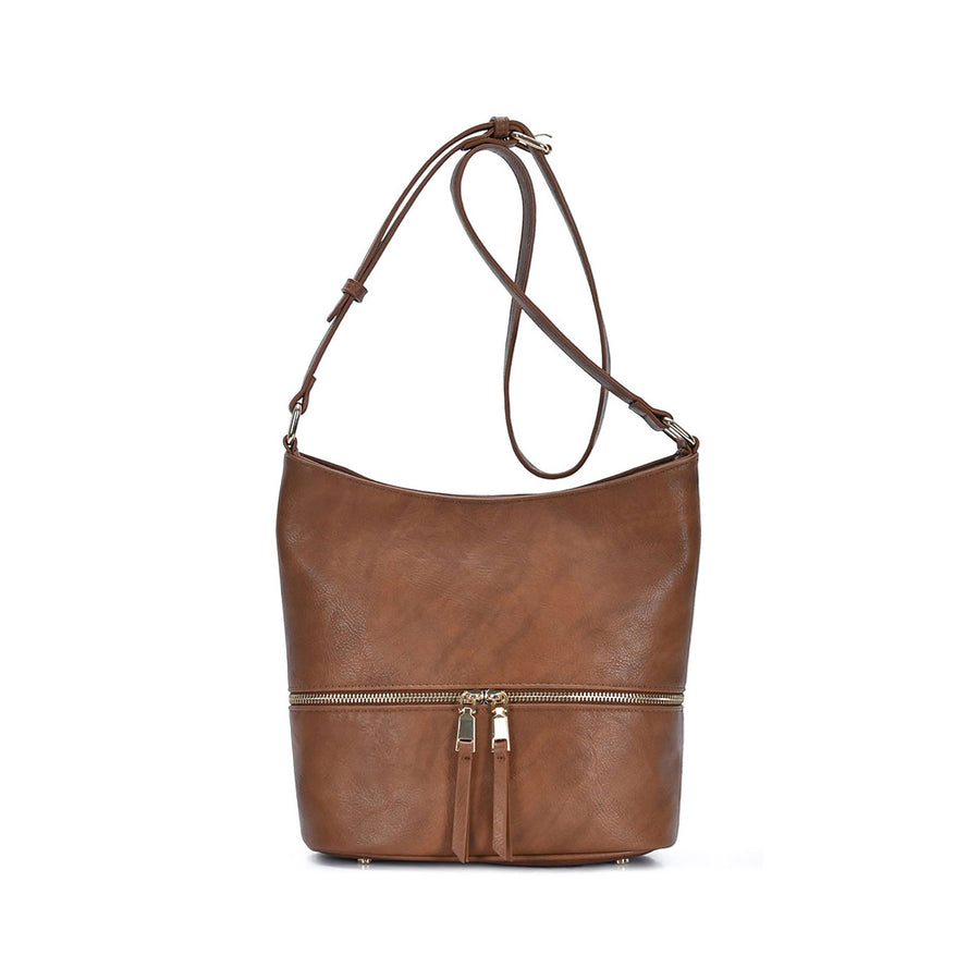 Tan Zipper Crossbody Bag