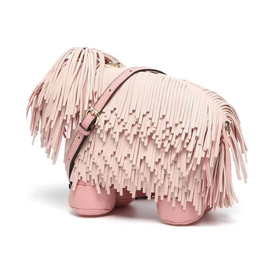 Cut Pink 3D Shaggy Tassel Dog Crossbody Bag