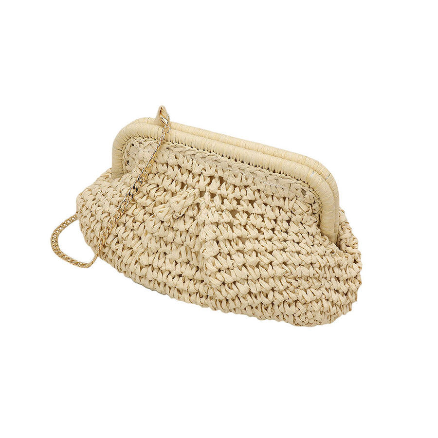 Green Straw Dumpling Cloud Clutch Bag