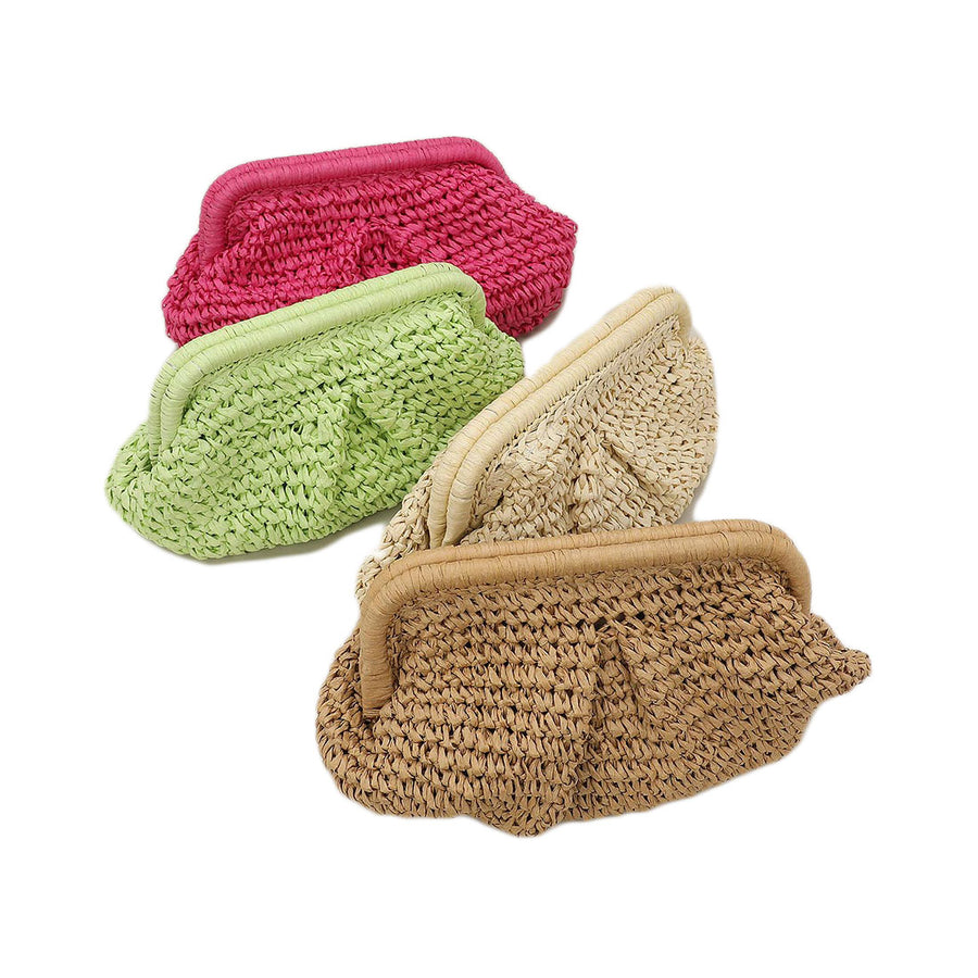 Green Straw Dumpling Cloud Clutch Bag