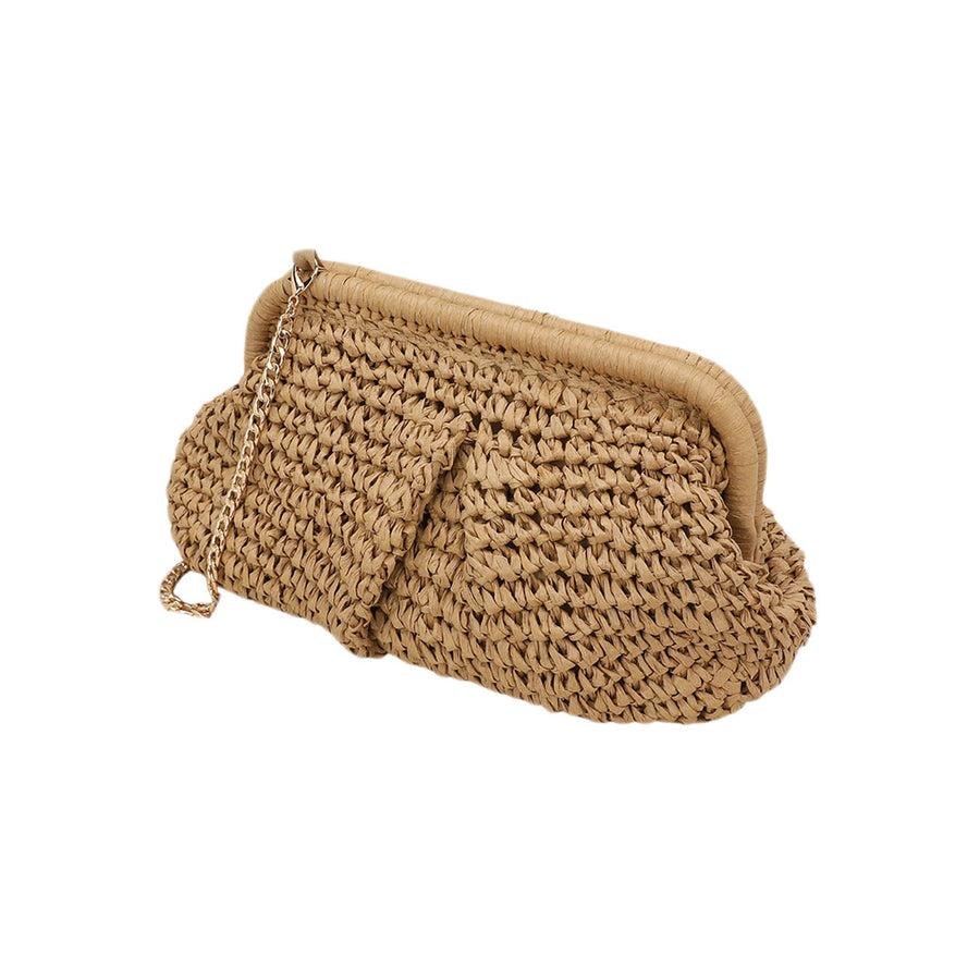 Green Straw Dumpling Cloud Clutch Bag