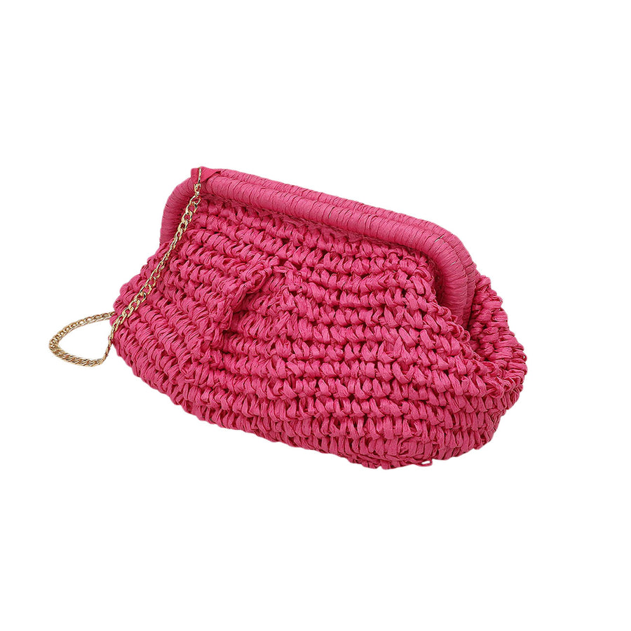 Green Straw Dumpling Cloud Clutch Bag