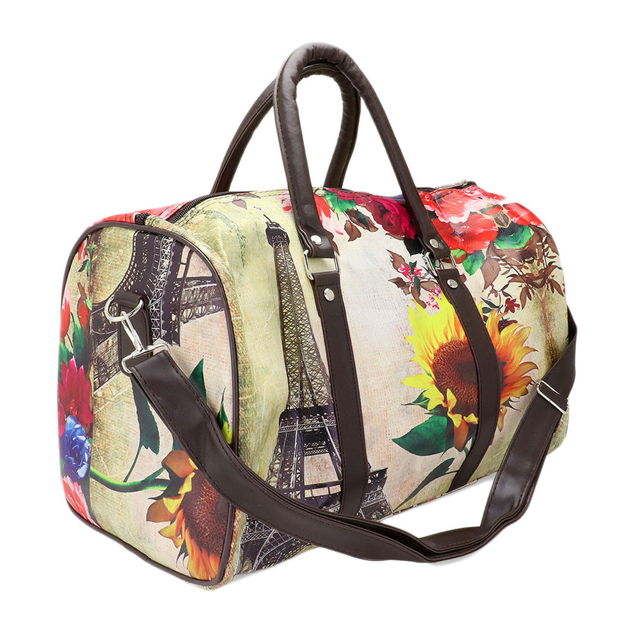 Vibrant Eiffel Tower Sunflower Top Handle Travel Duffle Bag