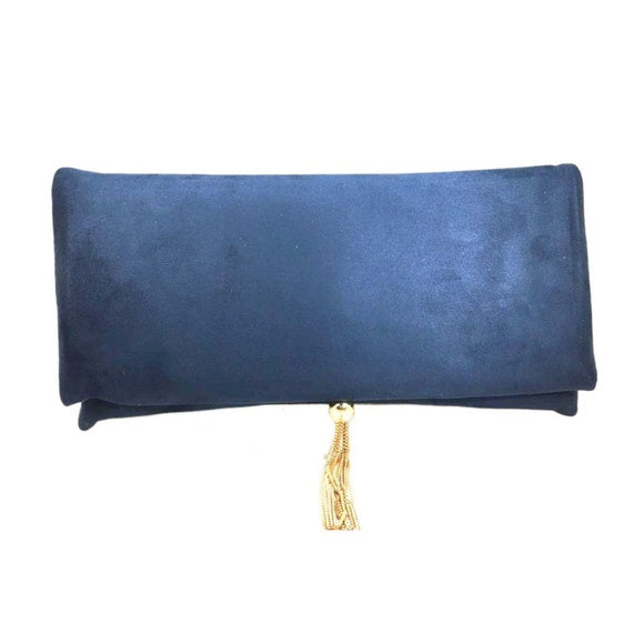 Blue Tassel Envelope Purse Clutch Bag