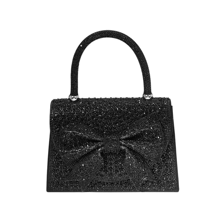 Bling Pink Stud Bow Top Handle Evening Clutch Bag