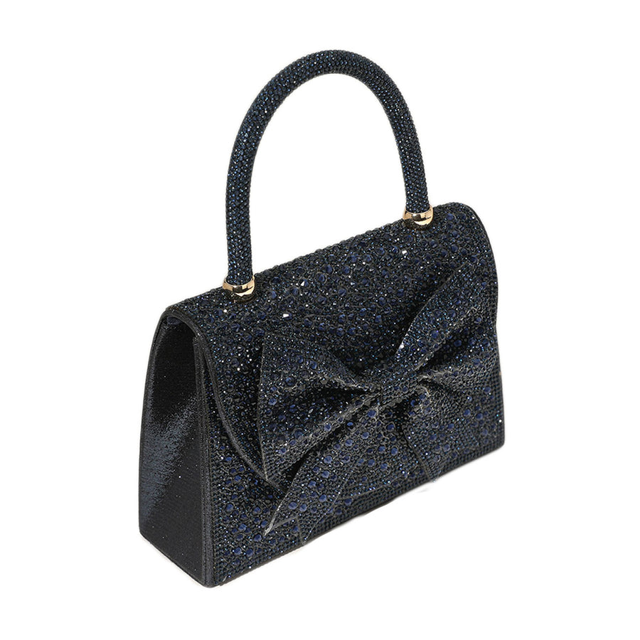 Bling Pink Stud Bow Top Handle Evening Clutch Bag