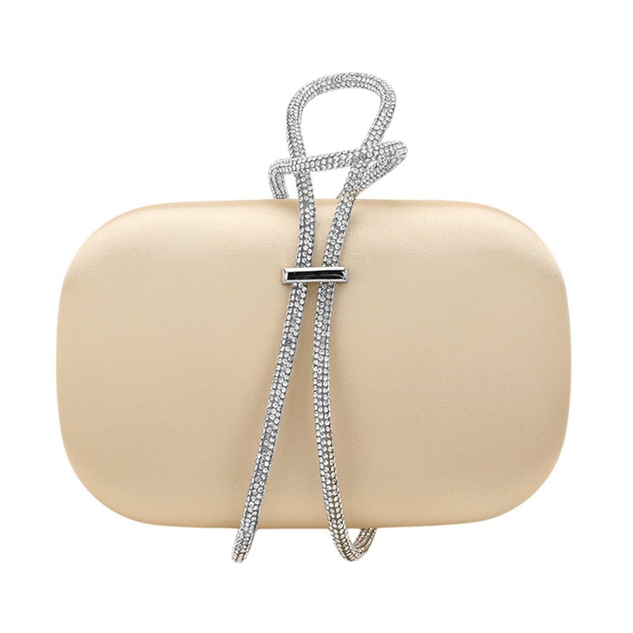 Bling Gold Satin Fabric Evening Clutch Bag
