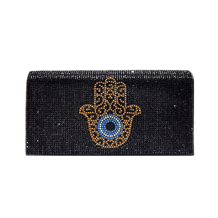 Bling Blue Evil Eye Hamsa Hand Clutch Crossbody Bag