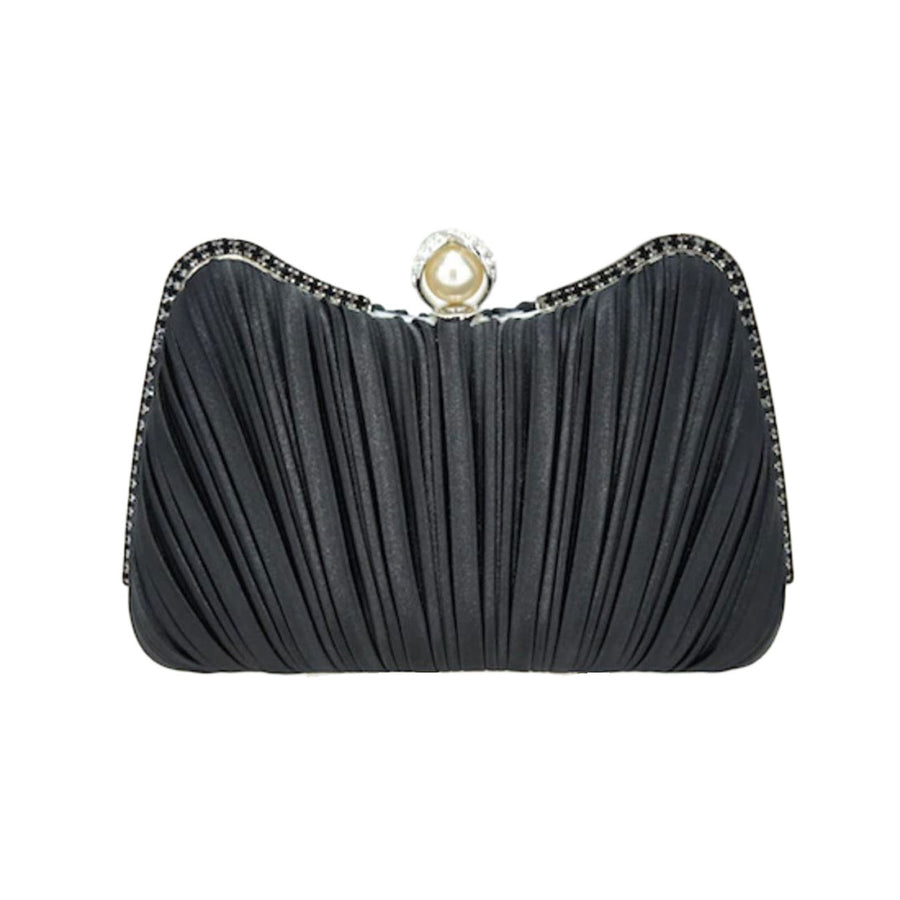 Gold Pleated Satin Evening Clutch Bag