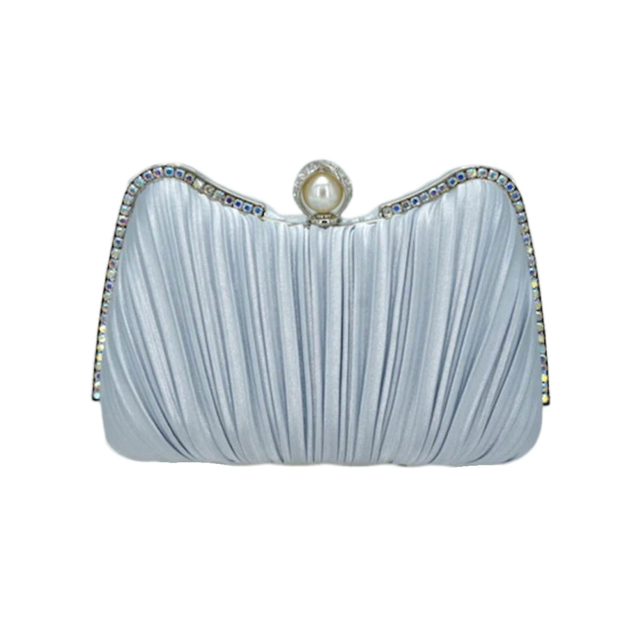 Gold Pleated Satin Evening Clutch Bag