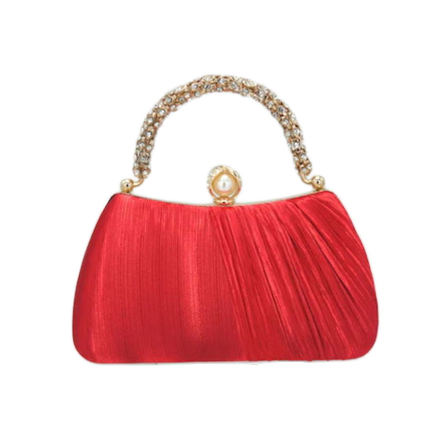 Chic Pink Satin Evening Clutch Bag