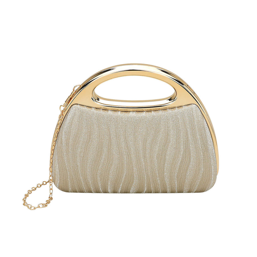 Shimmering Champagne Evening Clutch Crossbody Bag