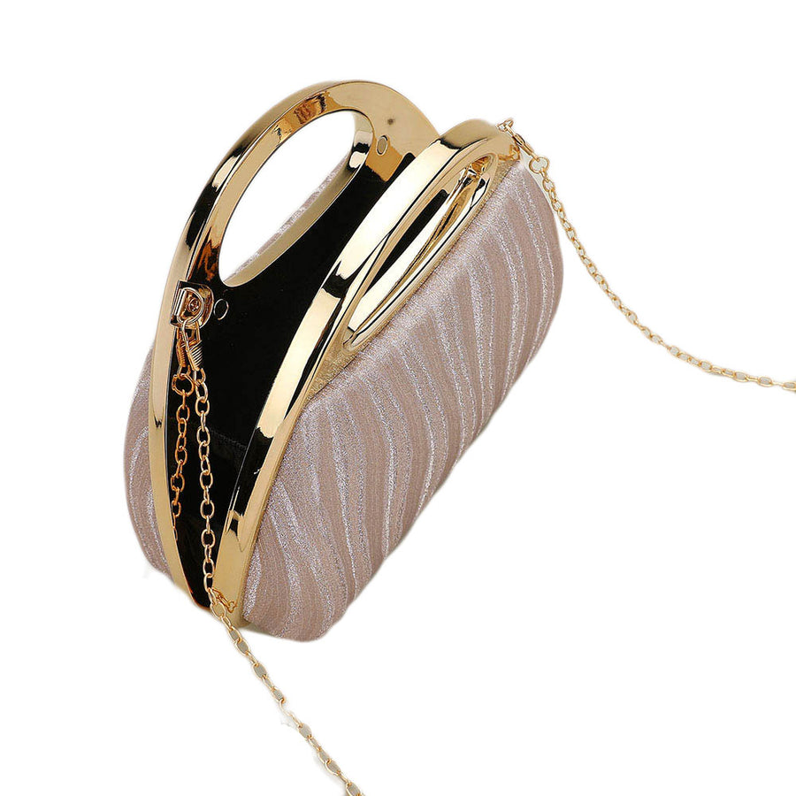 Shimmering Champagne Evening Clutch Crossbody Bag