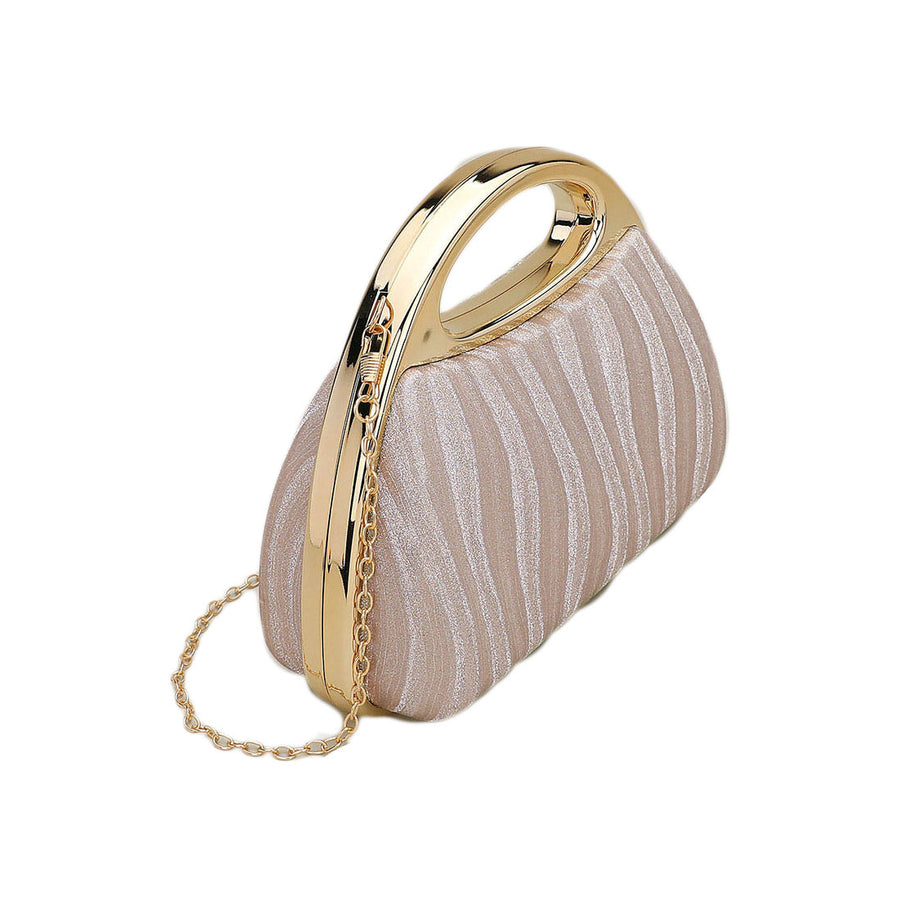 Shimmering Champagne Evening Clutch Crossbody Bag