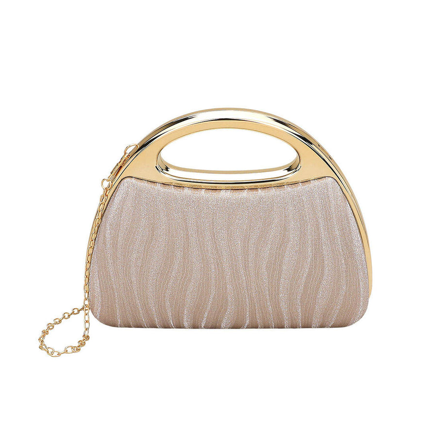 Shimmering Champagne Evening Clutch Crossbody Bag