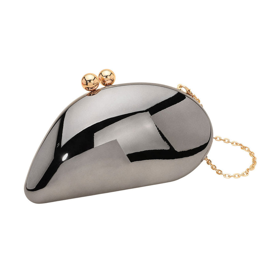 Pink Metallic Teardrop Clutch Evening Crossbody Bag