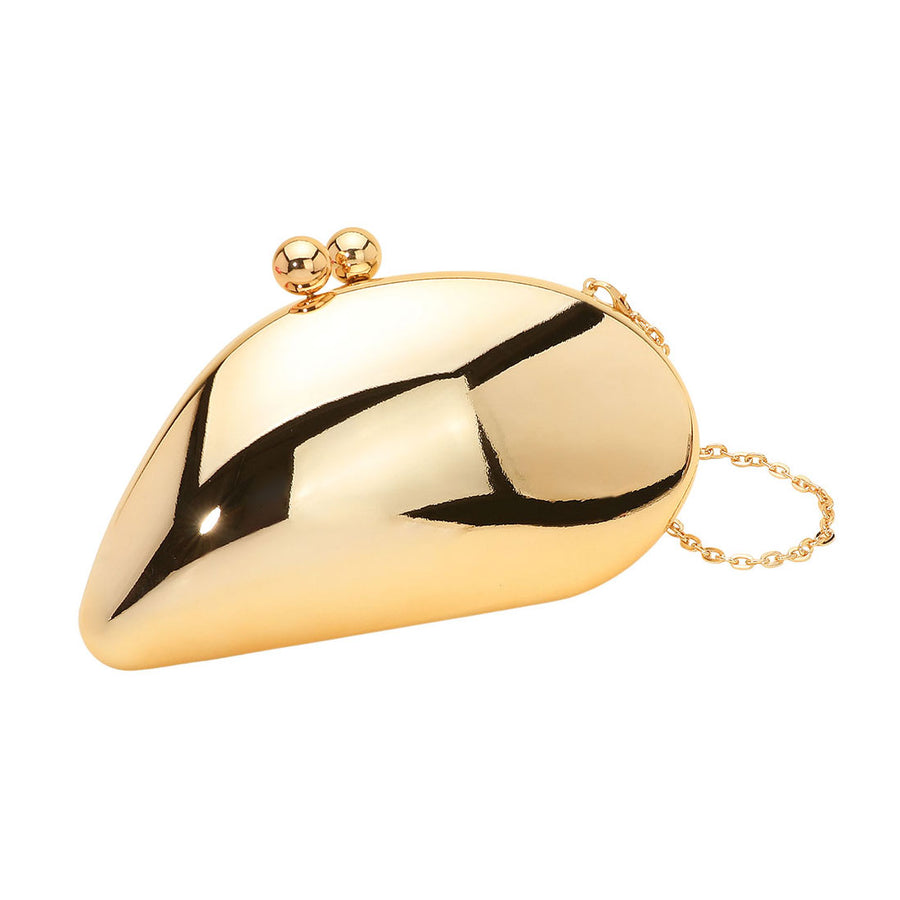 Pink Metallic Teardrop Clutch Evening Crossbody Bag