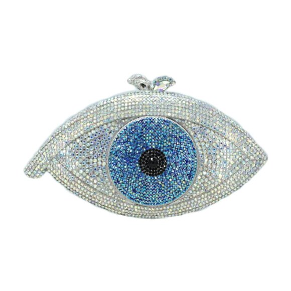 Luxe Iridescent Bling Evil Eye Evening Clutch Case Bag