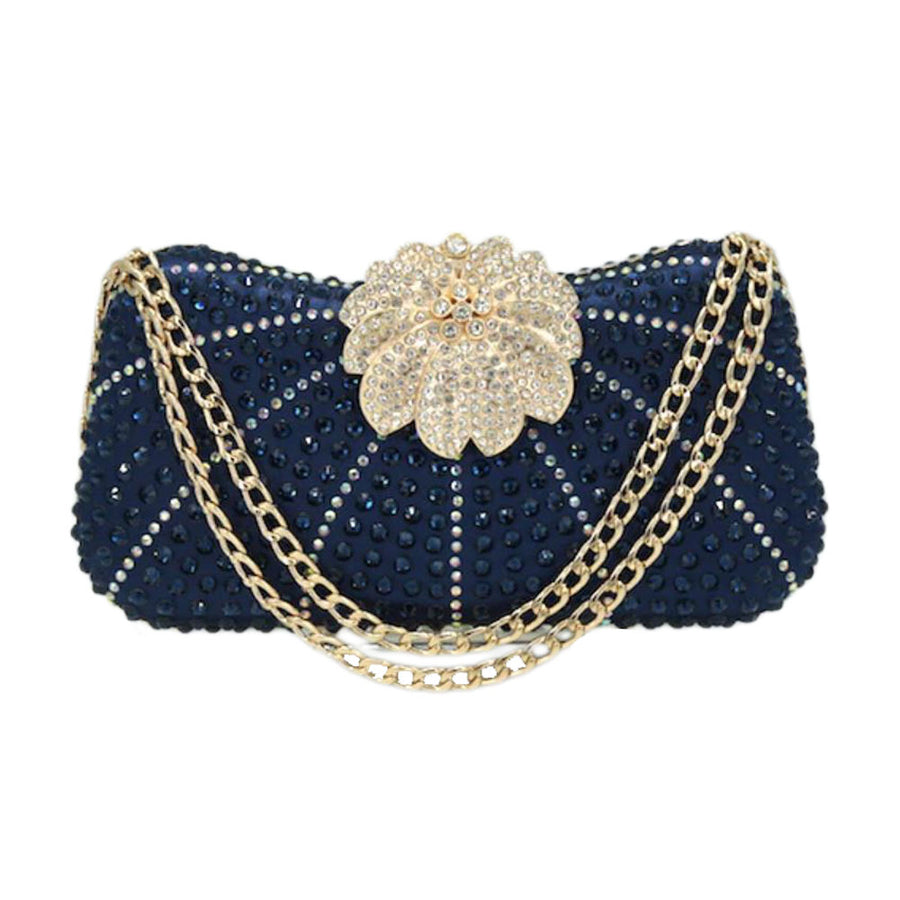 Elegant Pink Embellished Stone Evening Clutch Bag