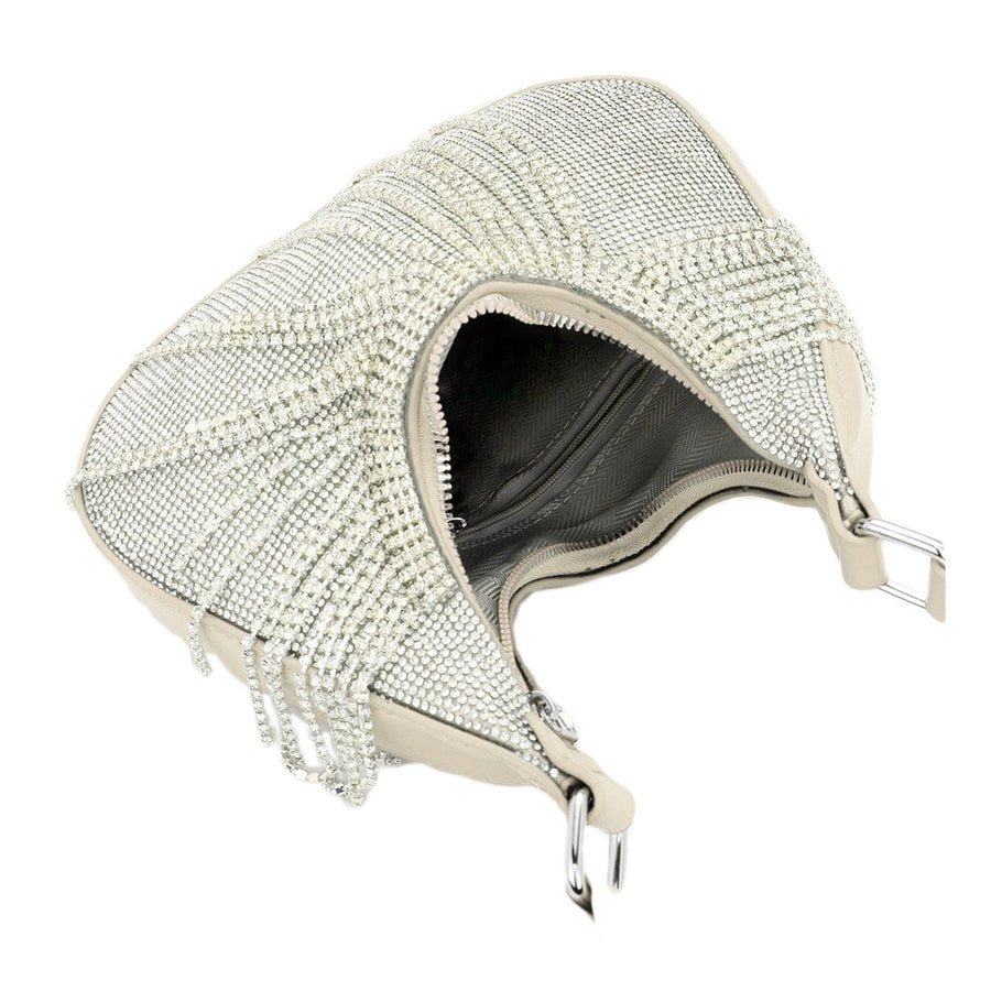 Pink Rhinestone Fringe Evening Shoulder Bag