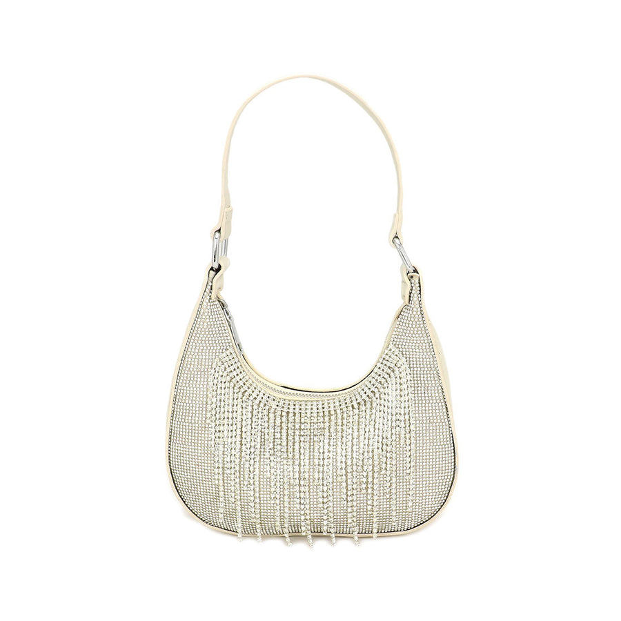 Pink Rhinestone Fringe Evening Shoulder Bag