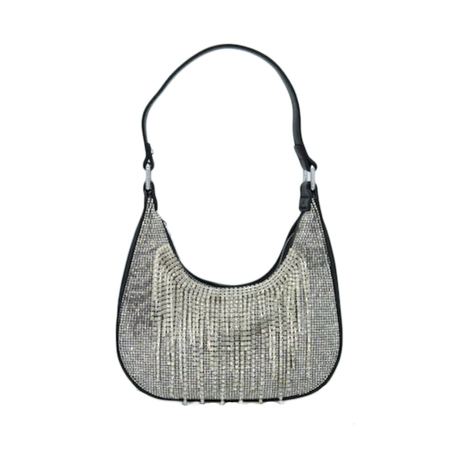 Pink Rhinestone Fringe Evening Shoulder Bag