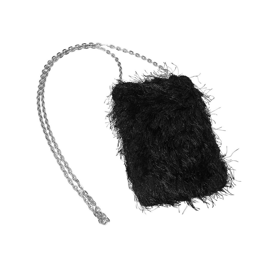 Khaki Fluffy Faux Fur Crossbody Phone Bag