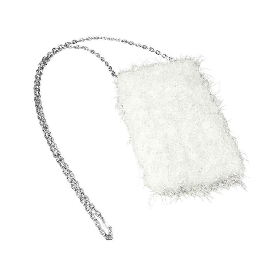 Khaki Fluffy Faux Fur Crossbody Phone Bag