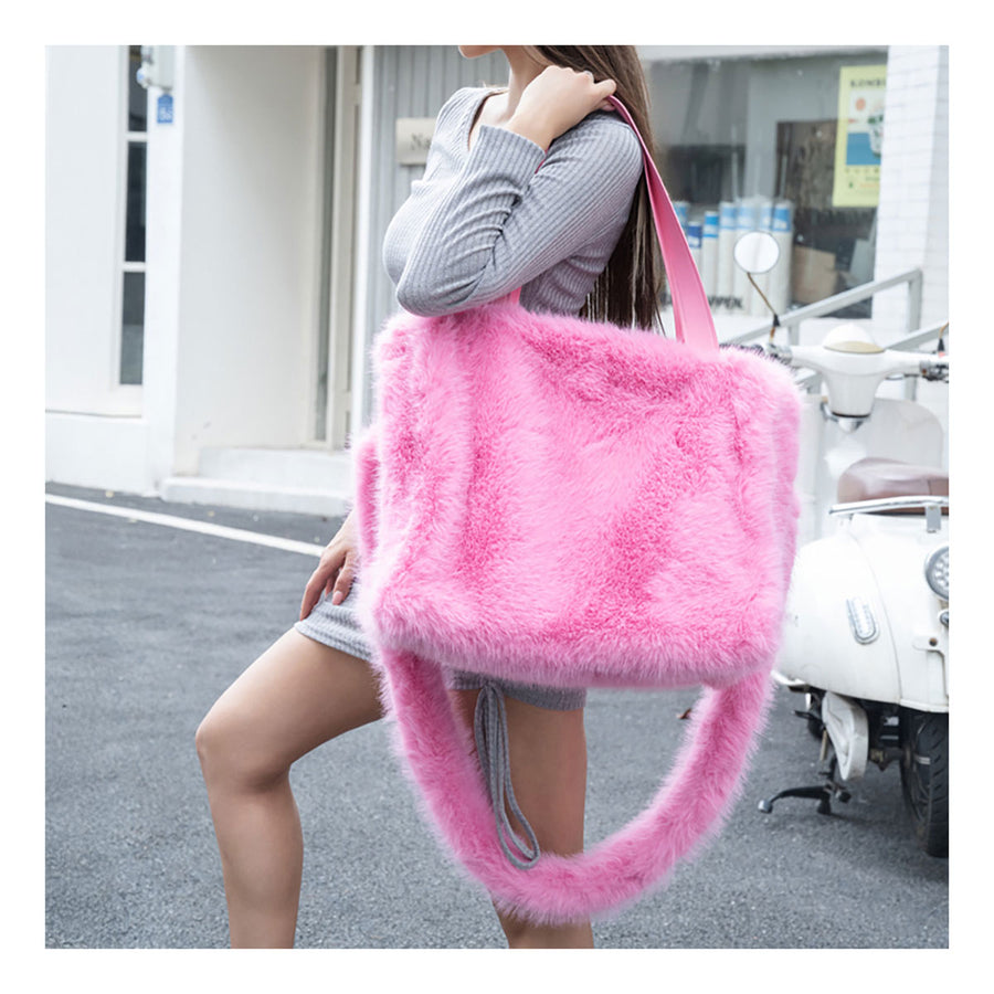 Oversize Pink Fluffy Furry Shoulder Bag