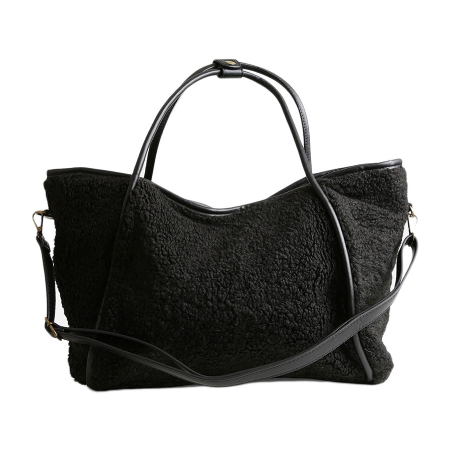 Oversized Camel Sherpa Plain Shoulder Bag