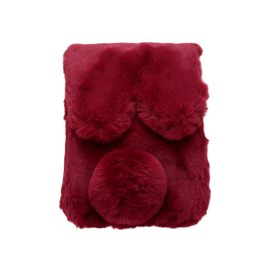 Burgundy Furry Bunny Clutch Crossbody Bag