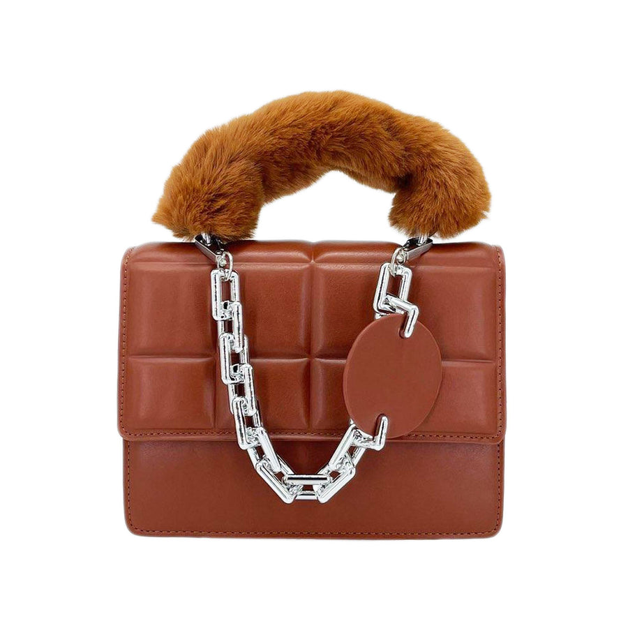 Stunning Brown Fur Top Handle Bag