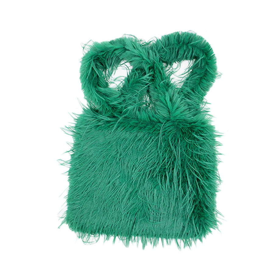 Soft Green Furry Tote Bag