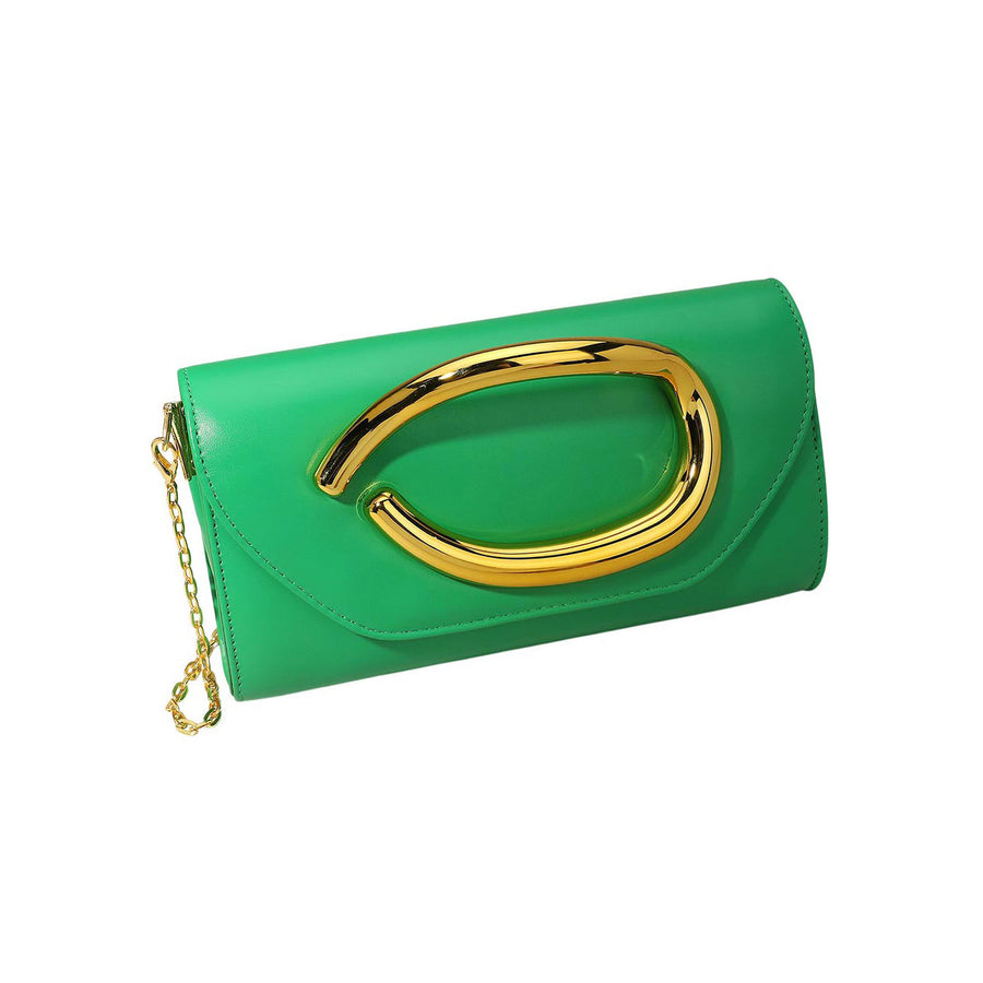 Purple Hardware Evening Clutch Crossbody Bag