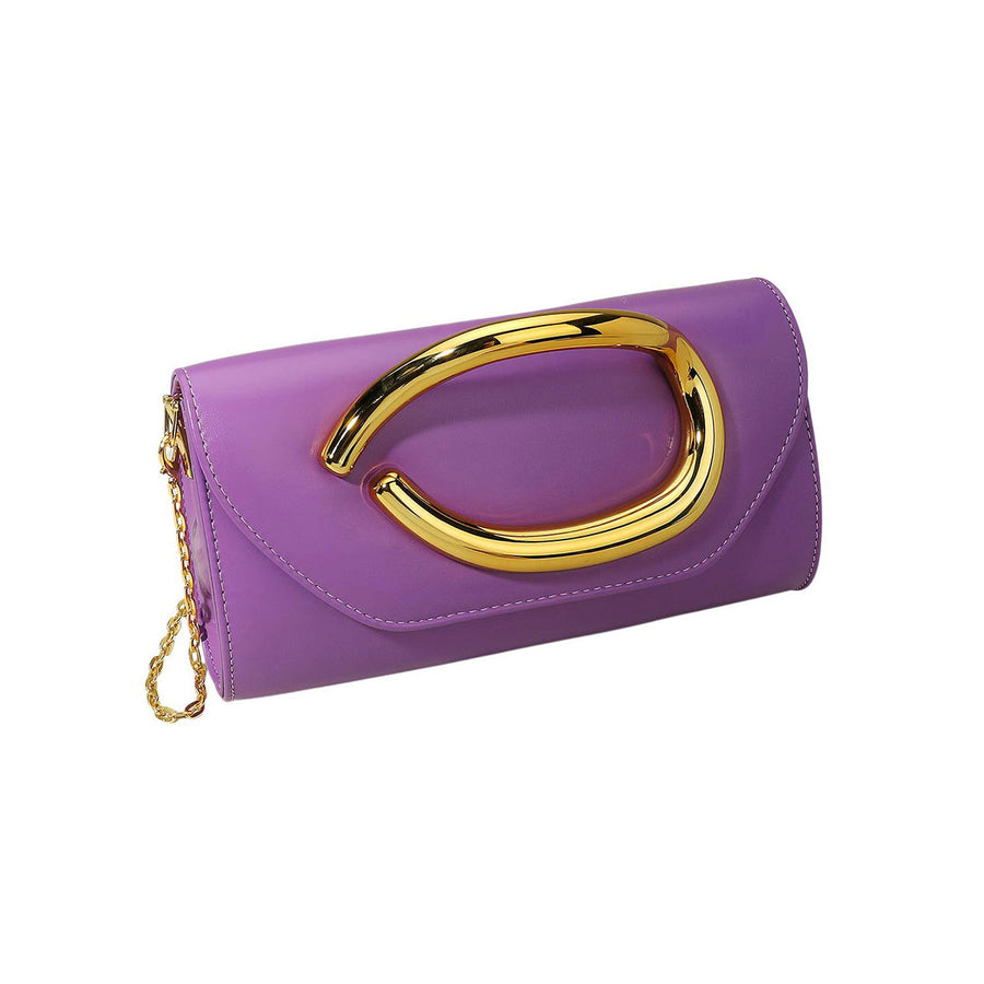 Purple Hardware Evening Clutch Crossbody Bag