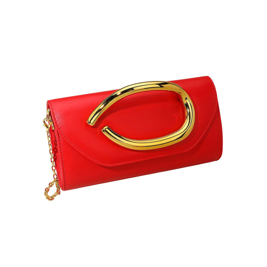 Purple Hardware Evening Clutch Crossbody Bag