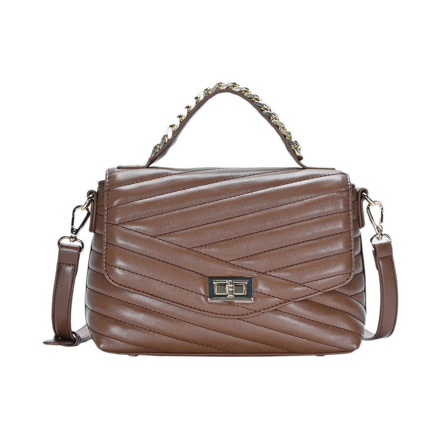 Black Line Detailed Tote Crossbody Bag