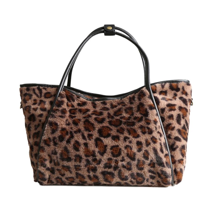 Oversized Leopard Pattern Furry Shoulder Bag