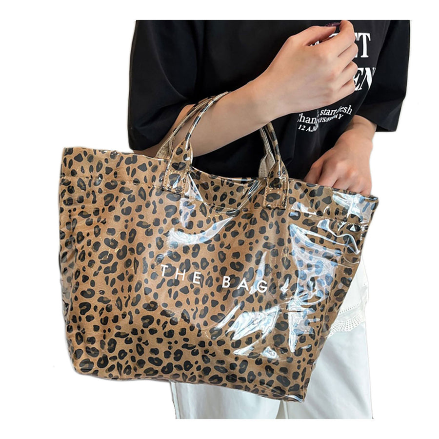 Oversized Leopard Clear The Bag Message Tote Bag