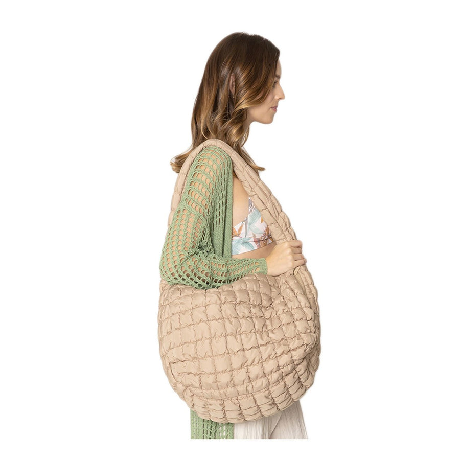 Green Quilted Puffer Shoulder Crossbody Cloud Bag