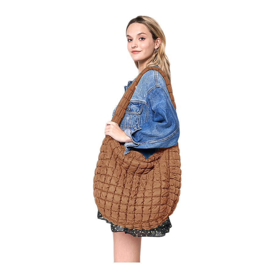 Green Quilted Puffer Shoulder Crossbody Cloud Bag