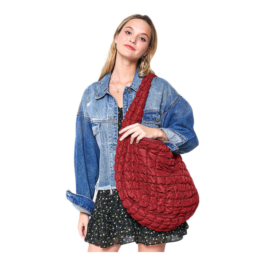 Green Quilted Puffer Shoulder Crossbody Cloud Bag