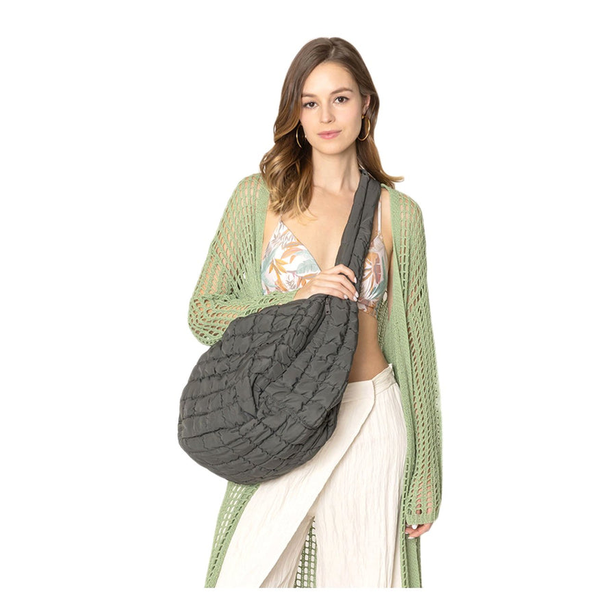 Green Quilted Puffer Shoulder Crossbody Cloud Bag