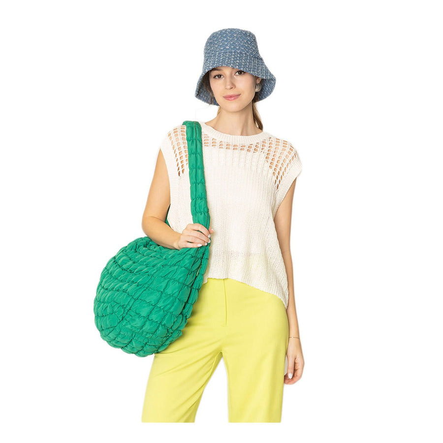 Green Quilted Puffer Shoulder Crossbody Cloud Bag