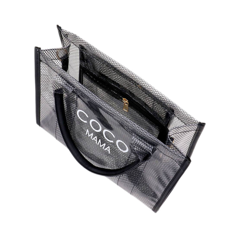 CoCo MaMa Blue Semi-Sheer Mesh Top Handle Tote Bag