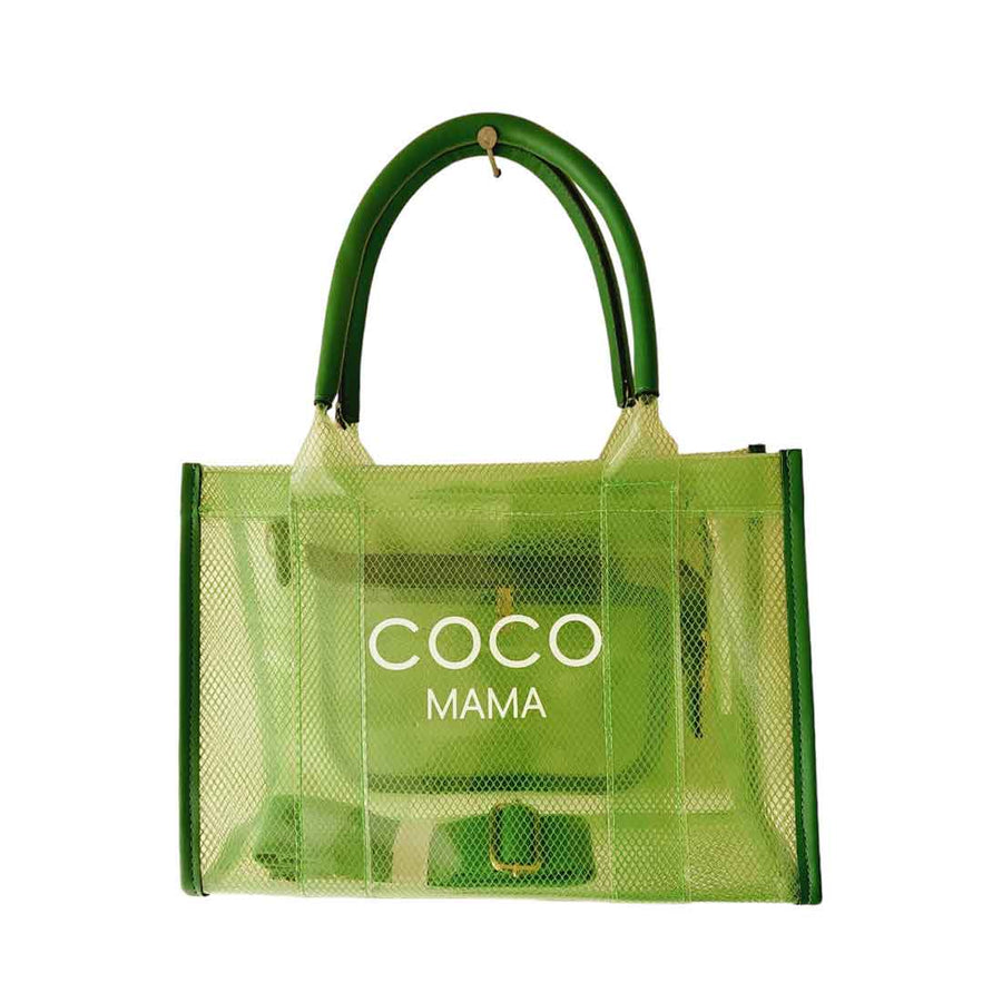 CoCo MaMa Blue Semi-Sheer Mesh Top Handle Tote Bag