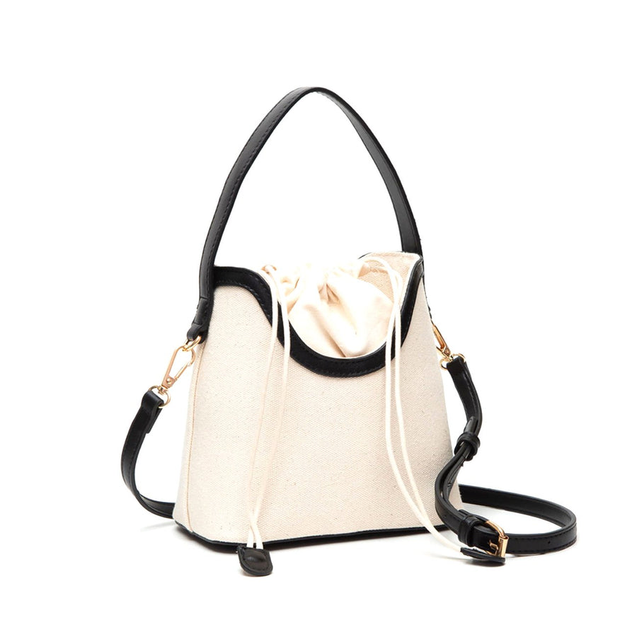 Stylish Tan Mini Canvas Bucket Crossbody Bag