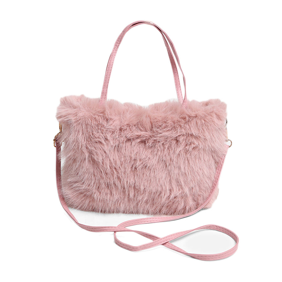 Pink Faux Fur Mini Crossbody Bag