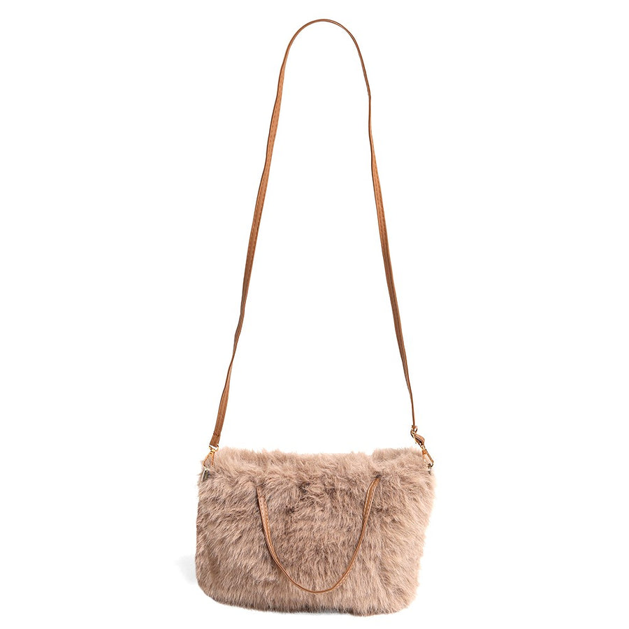 Pink Faux Fur Mini Crossbody Bag