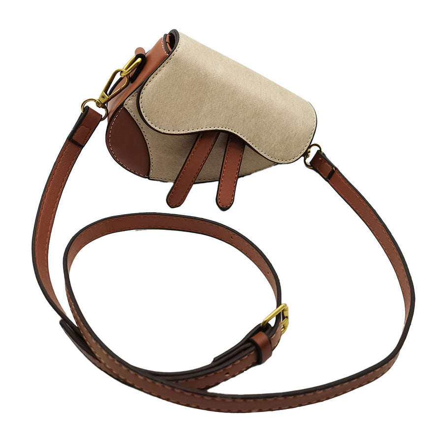 Camel Mini Saddle Crossbody Bag